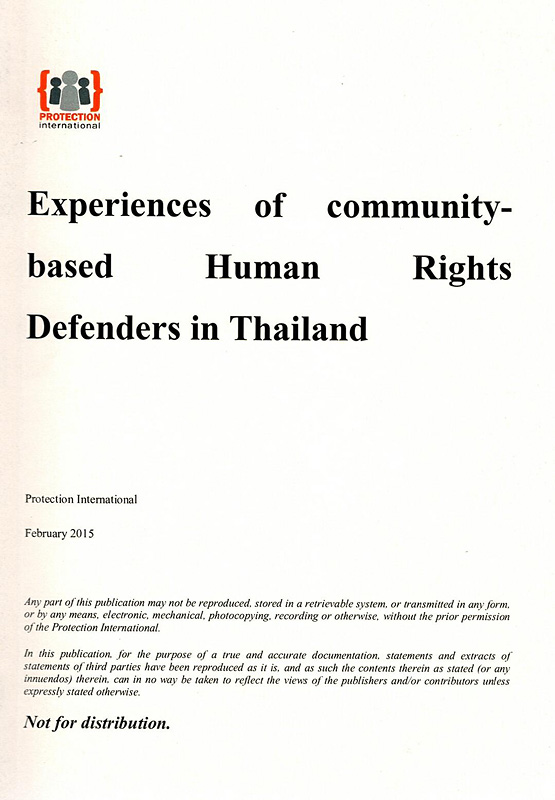  Experiences of community-based human rights defenders in Thailand