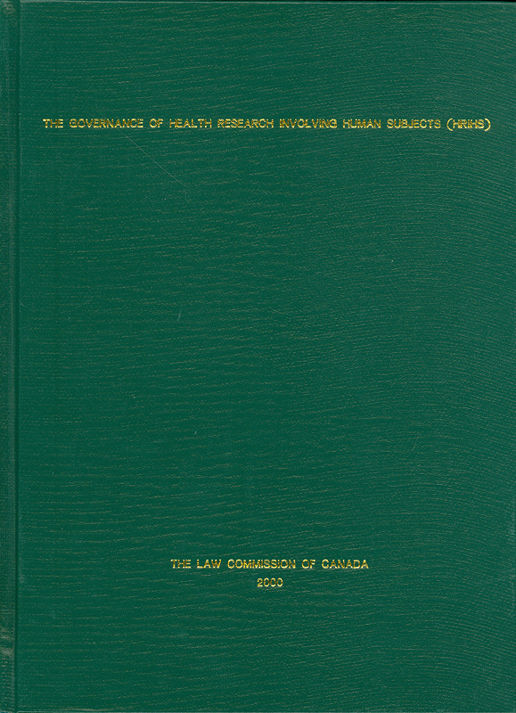  The governance of health research involving human subjects (HRIHS) 